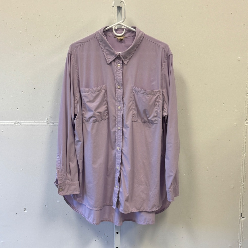 Duluth Trading Co Women's 2X Lavender Button Down Long Sleeve Pocket Shirt
